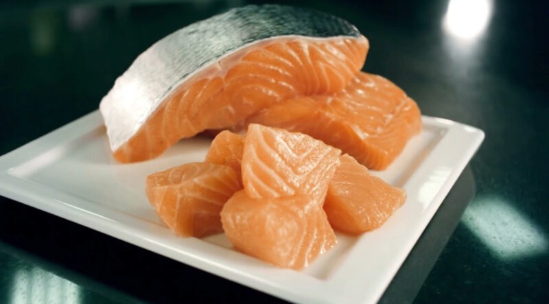 farmed salmon on a plate