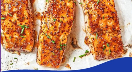 Get festive with this Maple-Mustard Glazed Sheet Pan Salmon